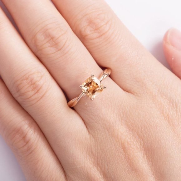 Rose Gold Square Cute Romantic Stone Ring for Women, VIP231 - Picture 7 of 8
